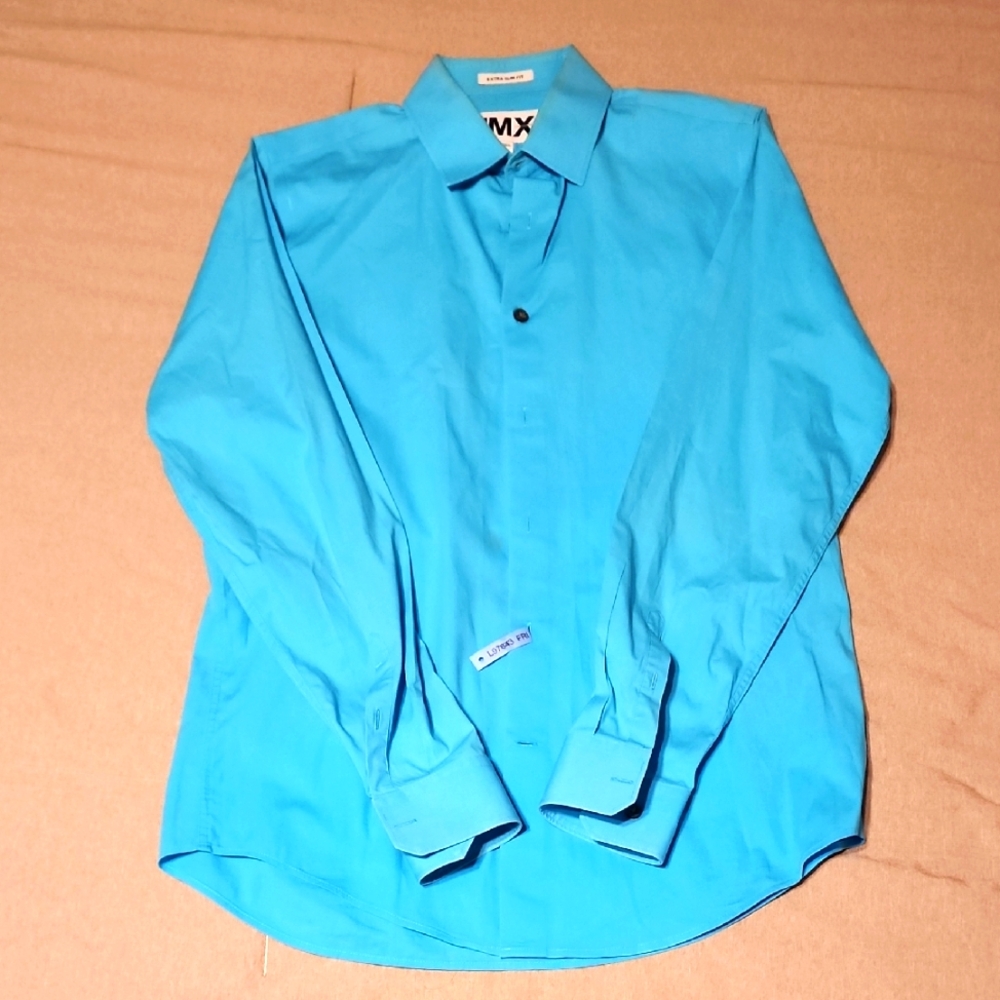 Men's Express 1MX Extra Slim Fit Blue Button-down